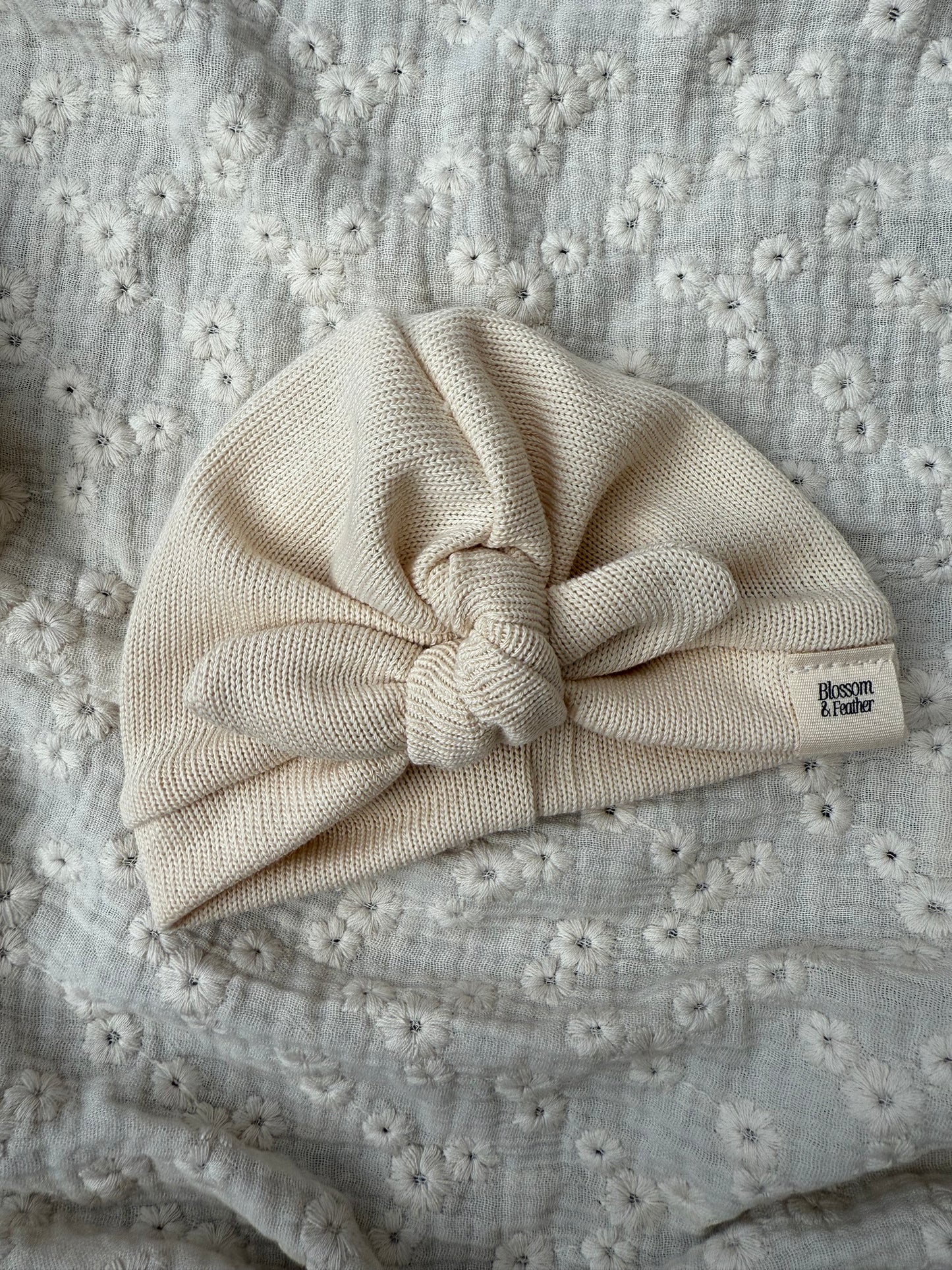 Turban mutsje | Baby knit | Crème