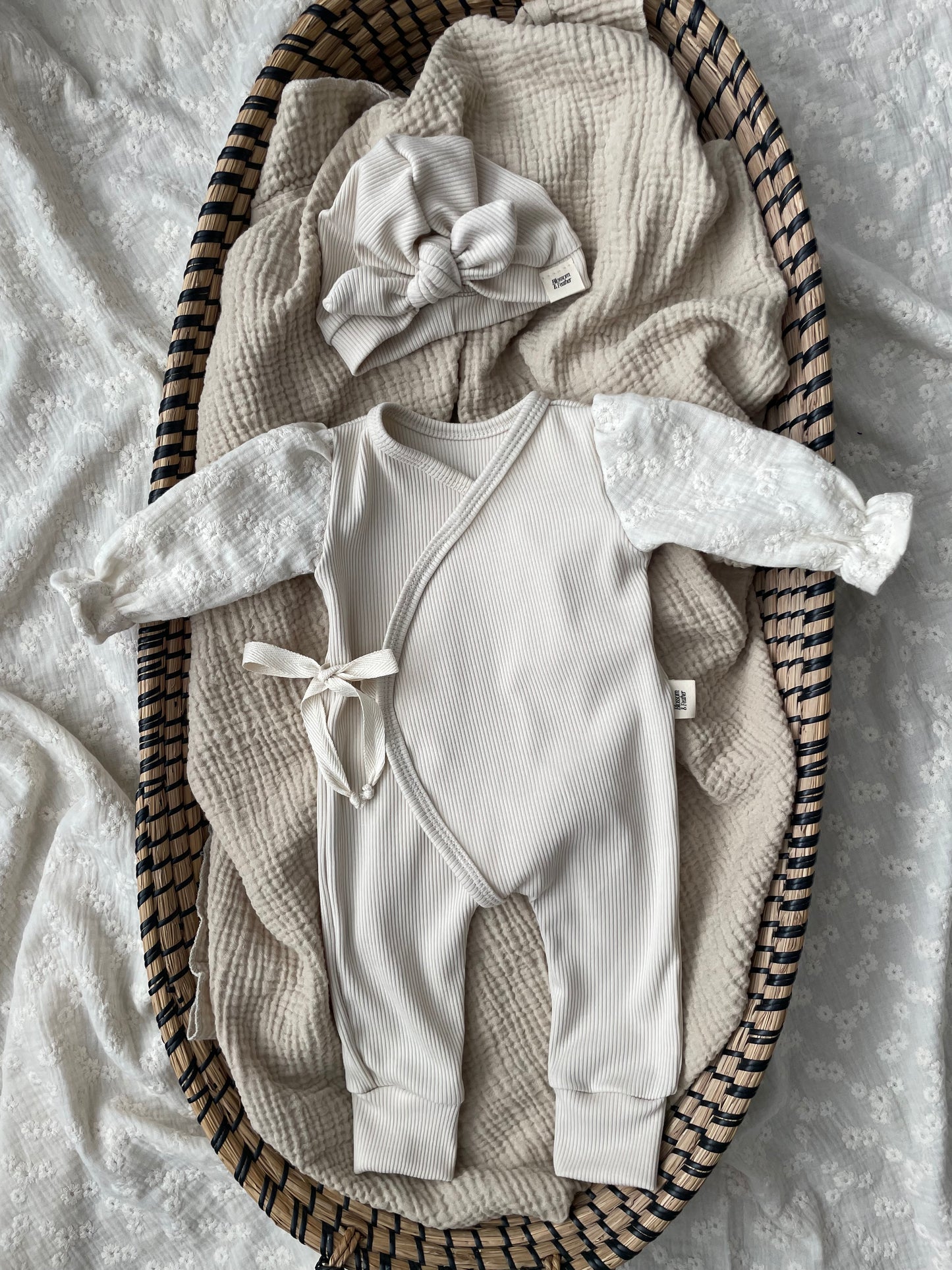 Boxpakje rib | Crème | Broderie