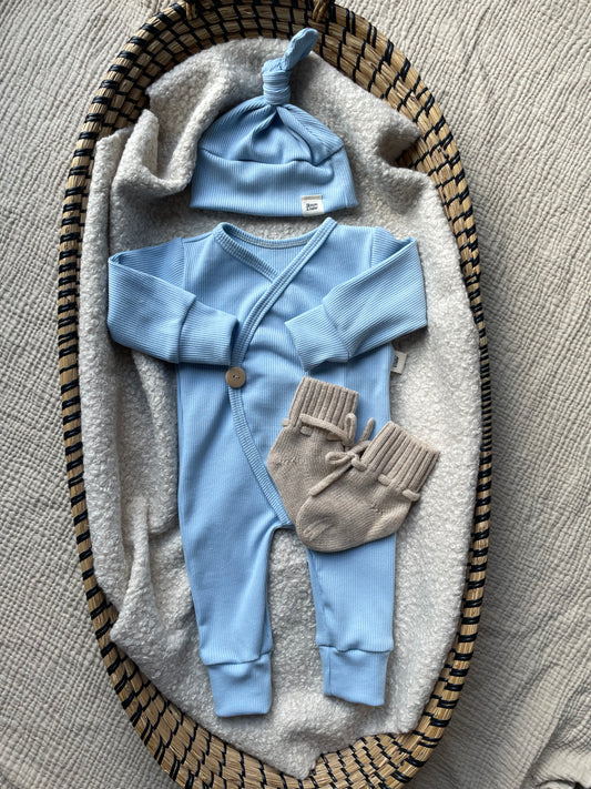 Rib playsuit | Light blue