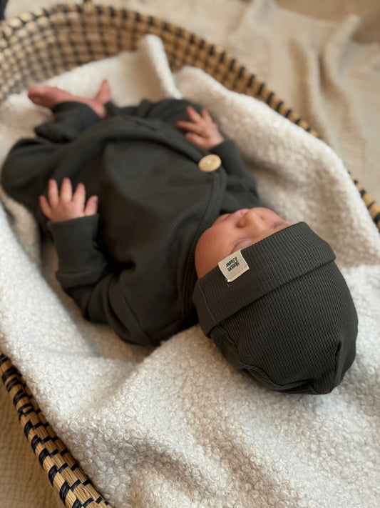 Ribbed playsuit | Army green