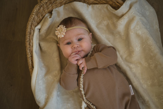 Ribbed romper | Taupe | Lace