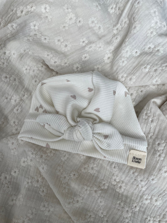 Bonnet turban côtelé | Cœurs