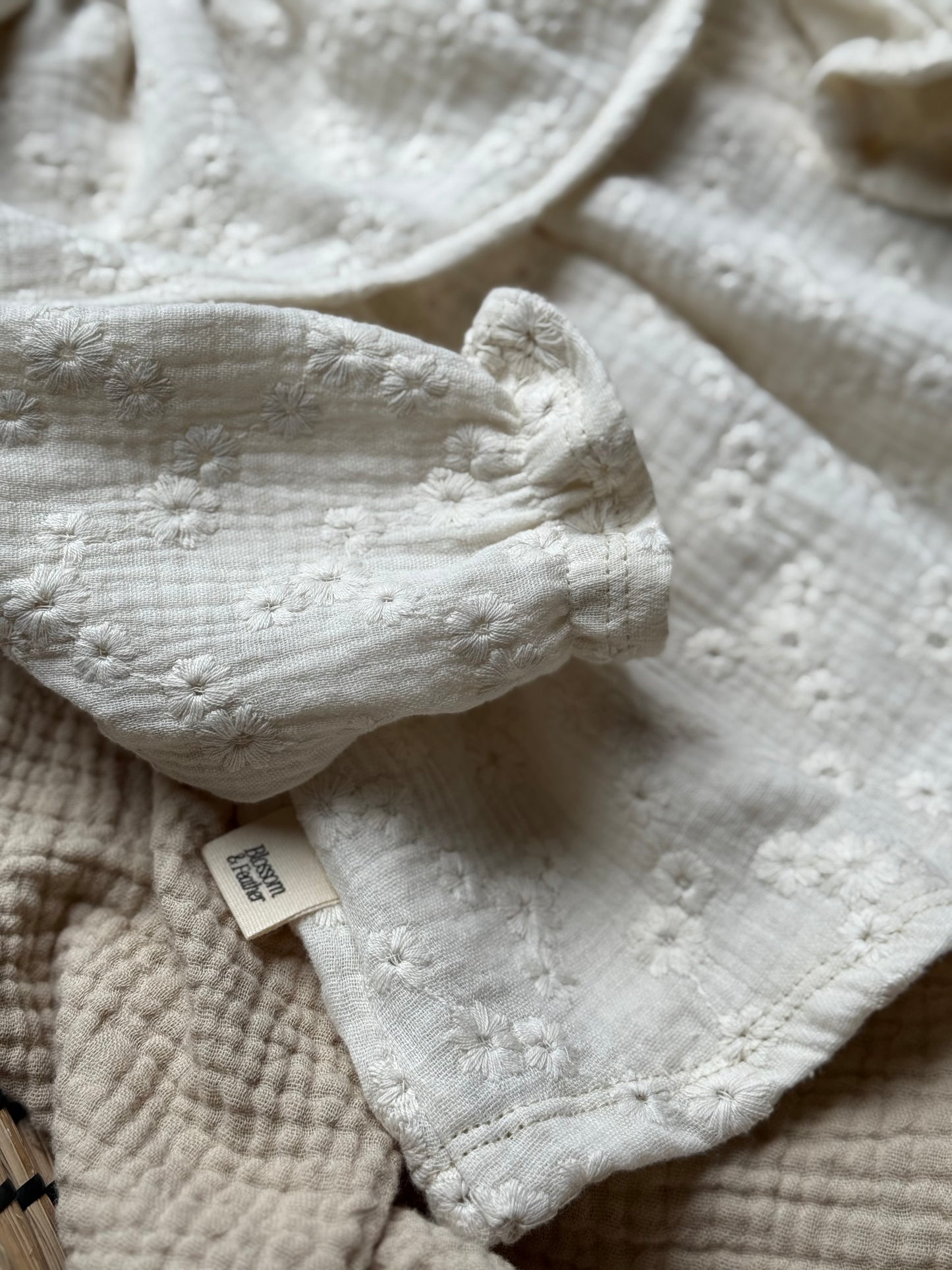 Blouse with ruffled collar | Broderie | Ecru