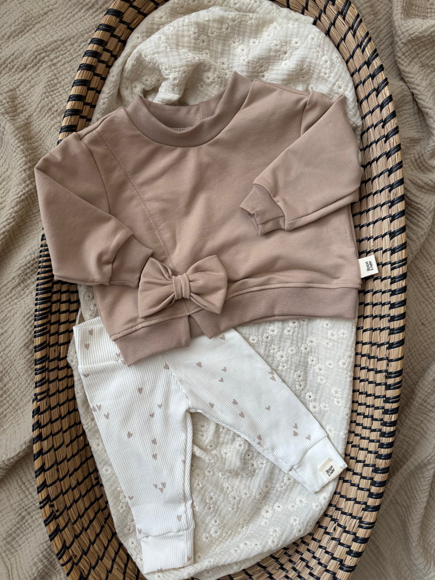 Trui met strik | Donker beige