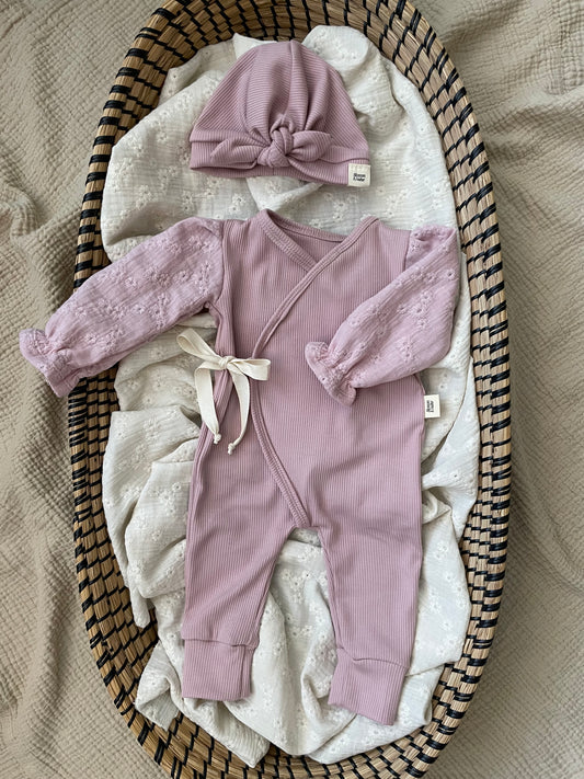 Boxpakje rib | Oud roze | Broderie