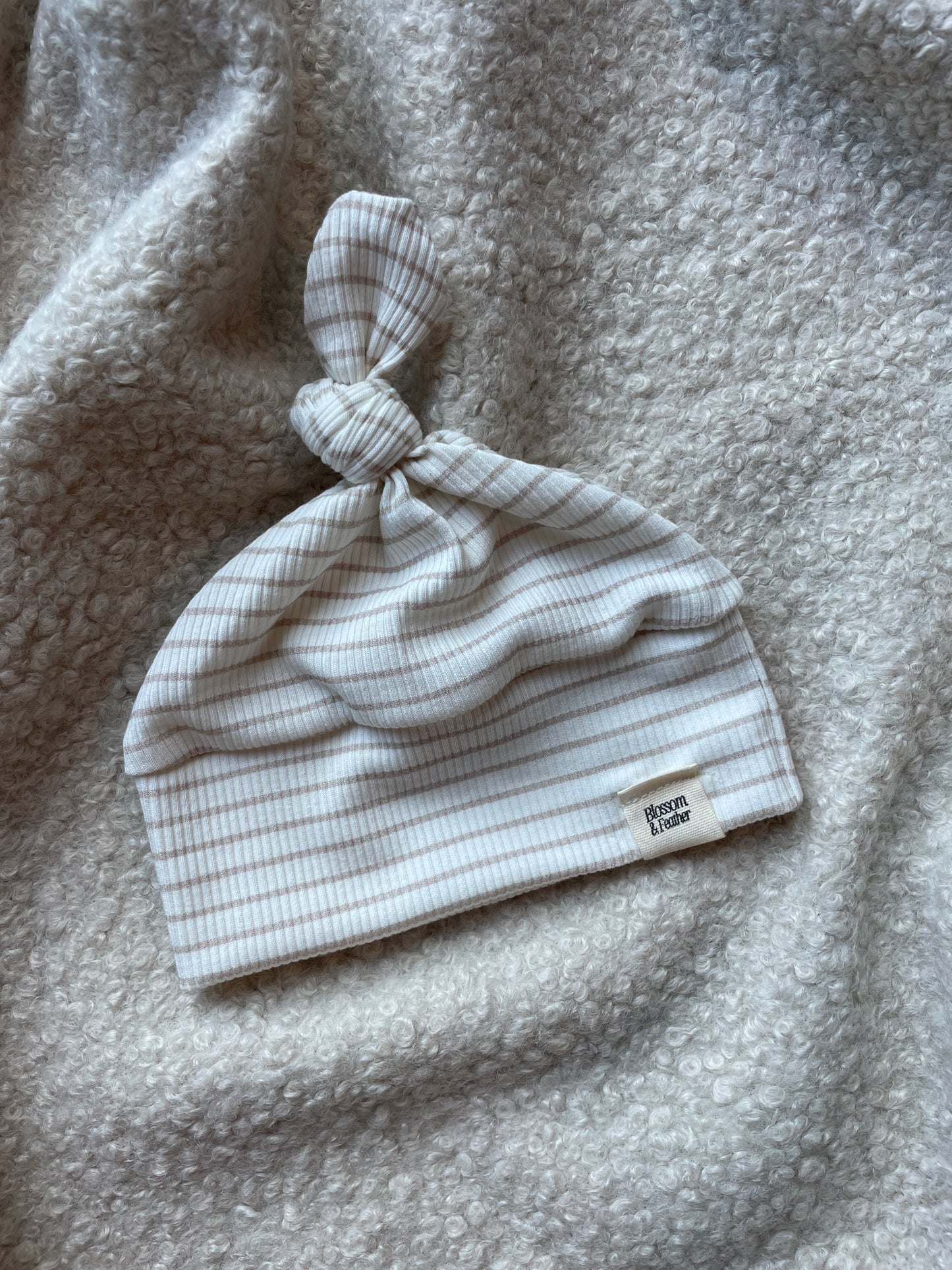 Knotted hat rib | Stripes | Light beige