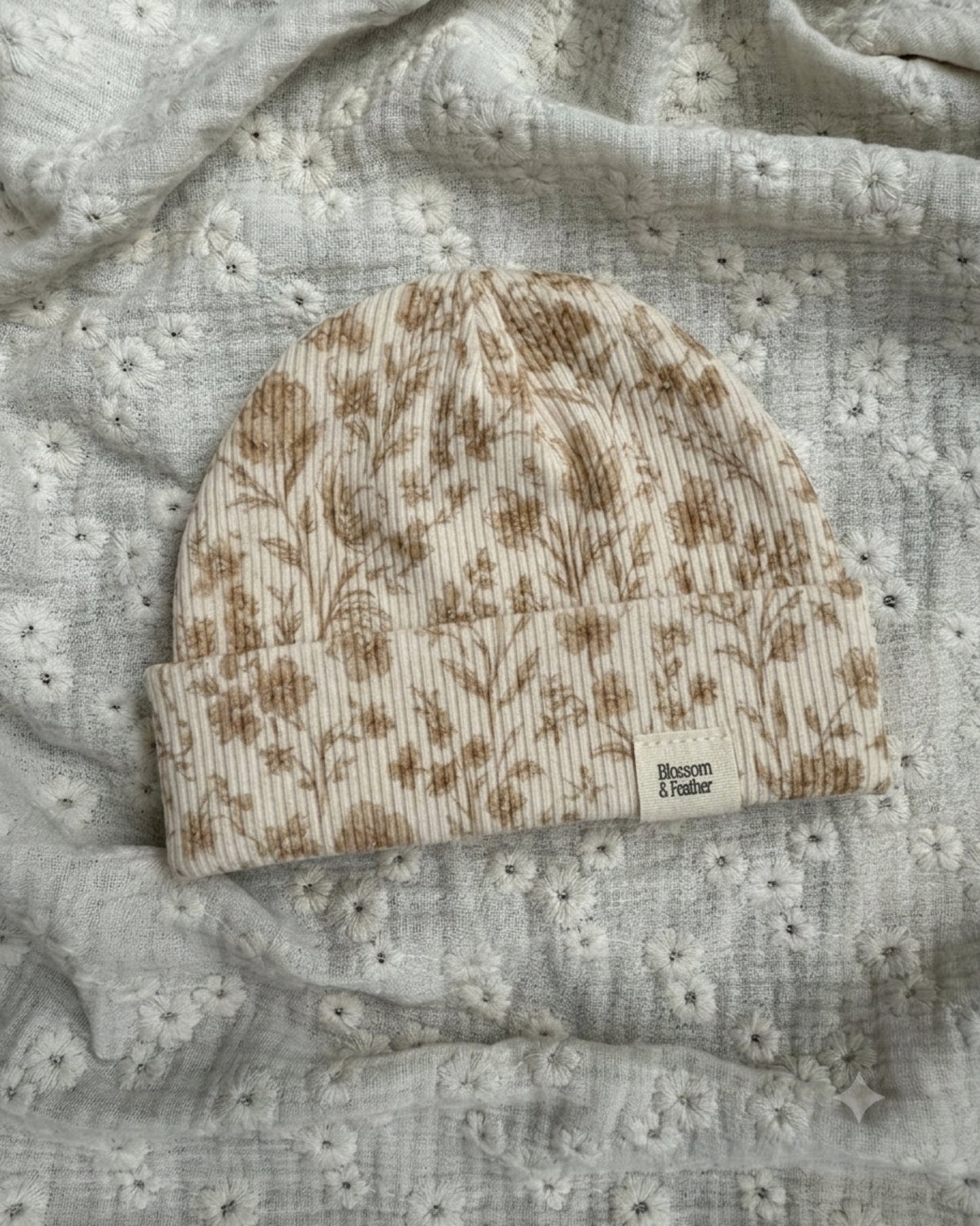 Beanie rib | Vintage bloem - Blossom & Feather
