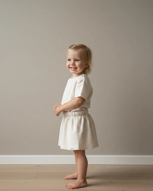 Rokje rib | Beige streepjes afbeelding 2 - Blossom & Feather