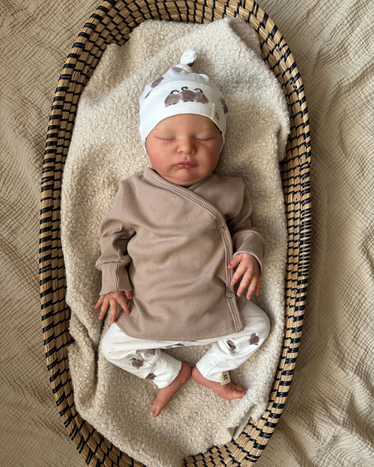 Overslagshirtje rib | Taupe afbeelding 2 - Blossom & Feather