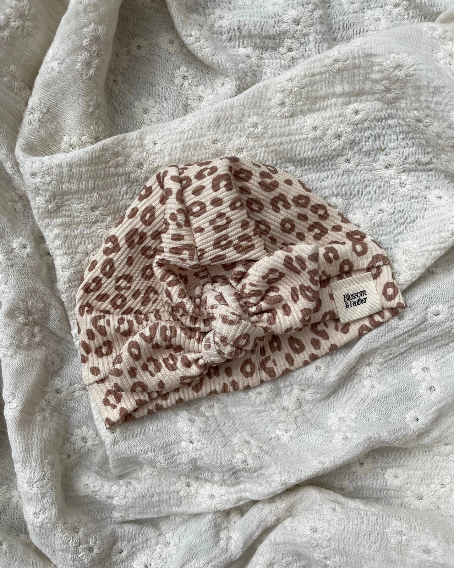 Turban mutsje rib | Luipaard - Blossom & Feather