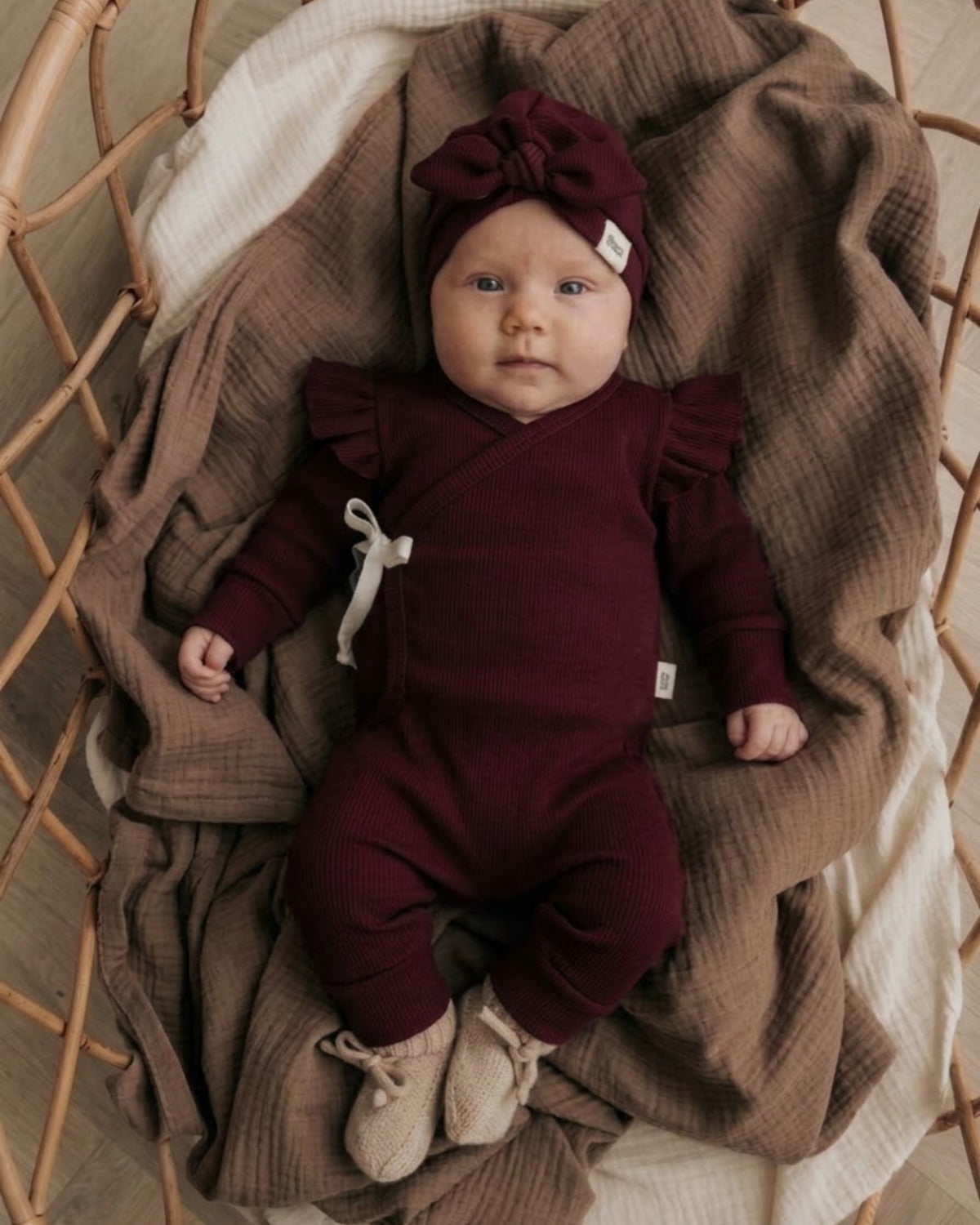 Turban mutsje rib | Bordeaux rood afbeelding 2 - Blossom & Feather