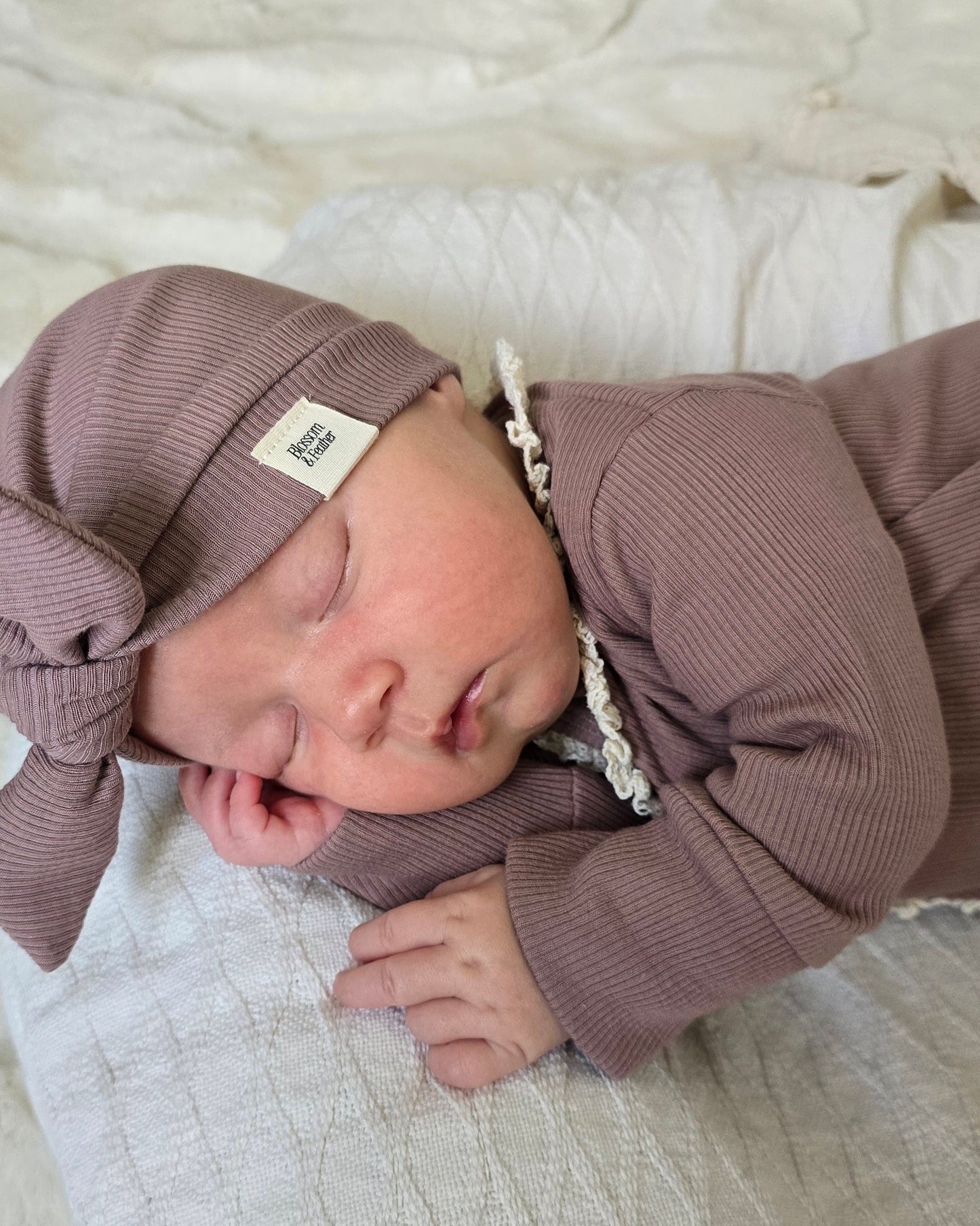 Turban mutsje rib | Mauve afbeelding 2 - Blossom & Feather