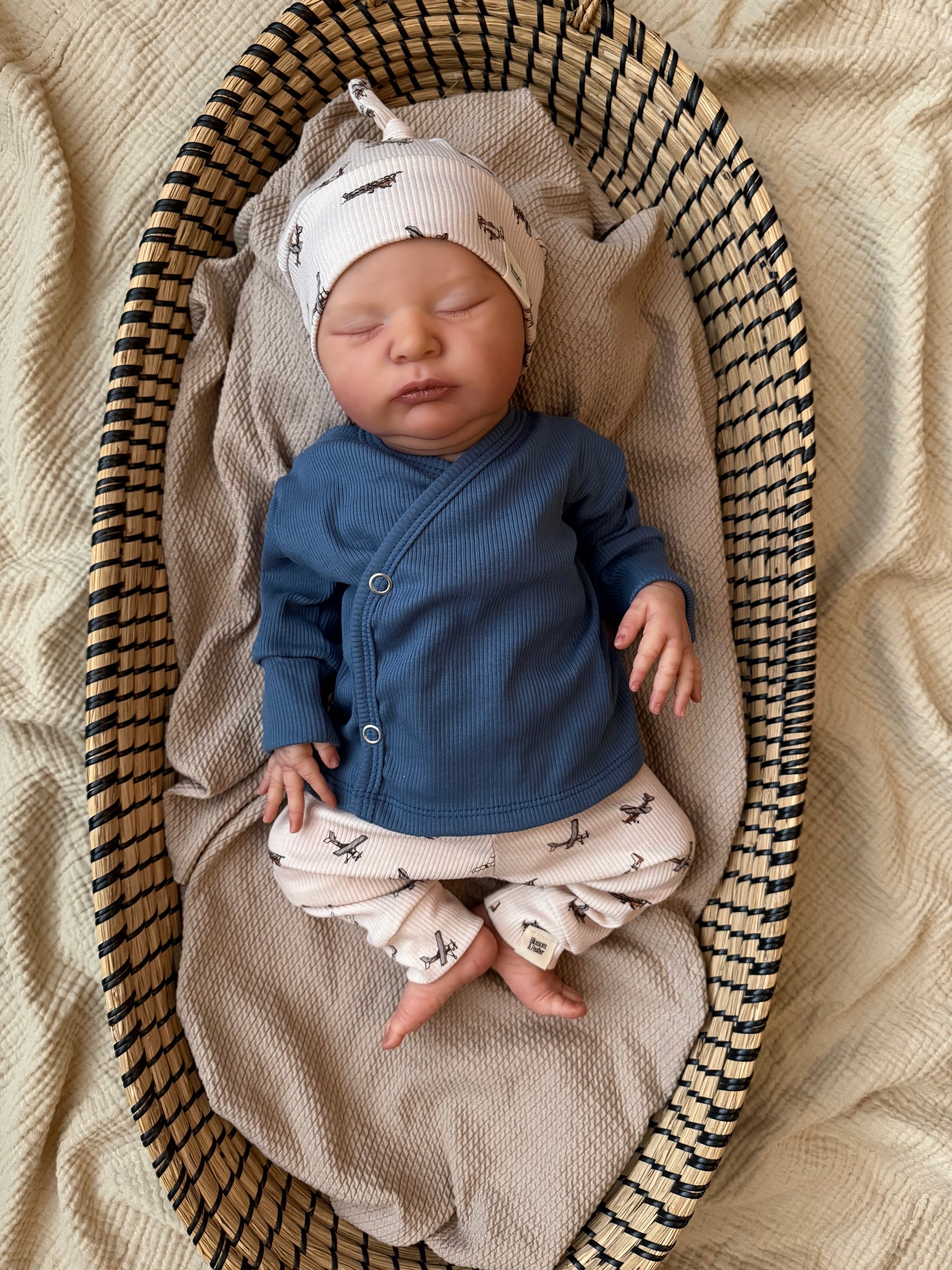 Overslagshirtje rib | Jeansblauw