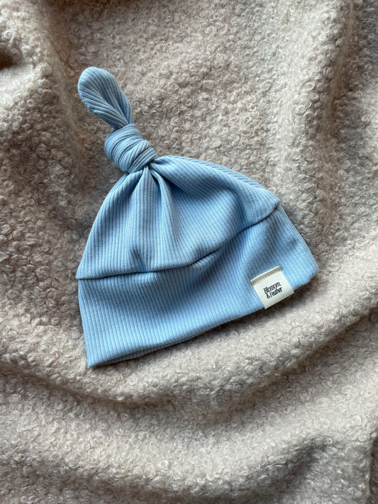 Bonnet noué en côte | Bleu clair