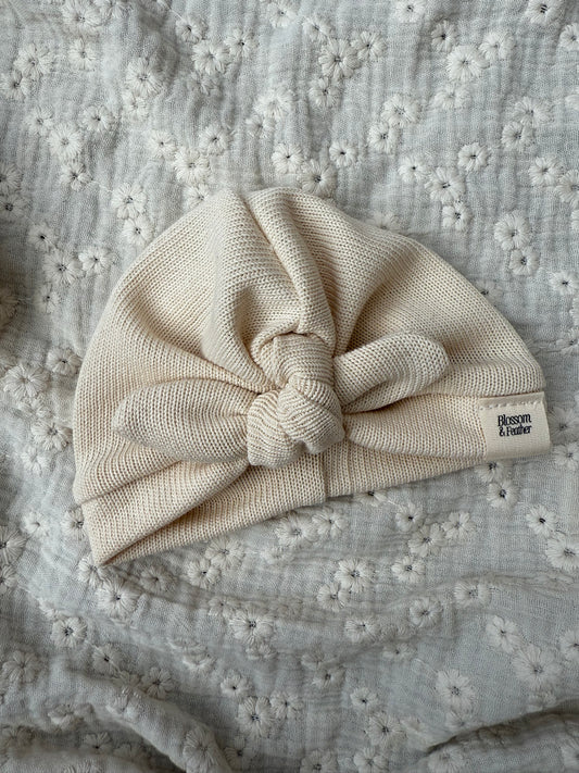 Turban mutsje | Baby knit | Crème