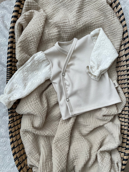 Wrap shirt | Cream | Broderie Ecru