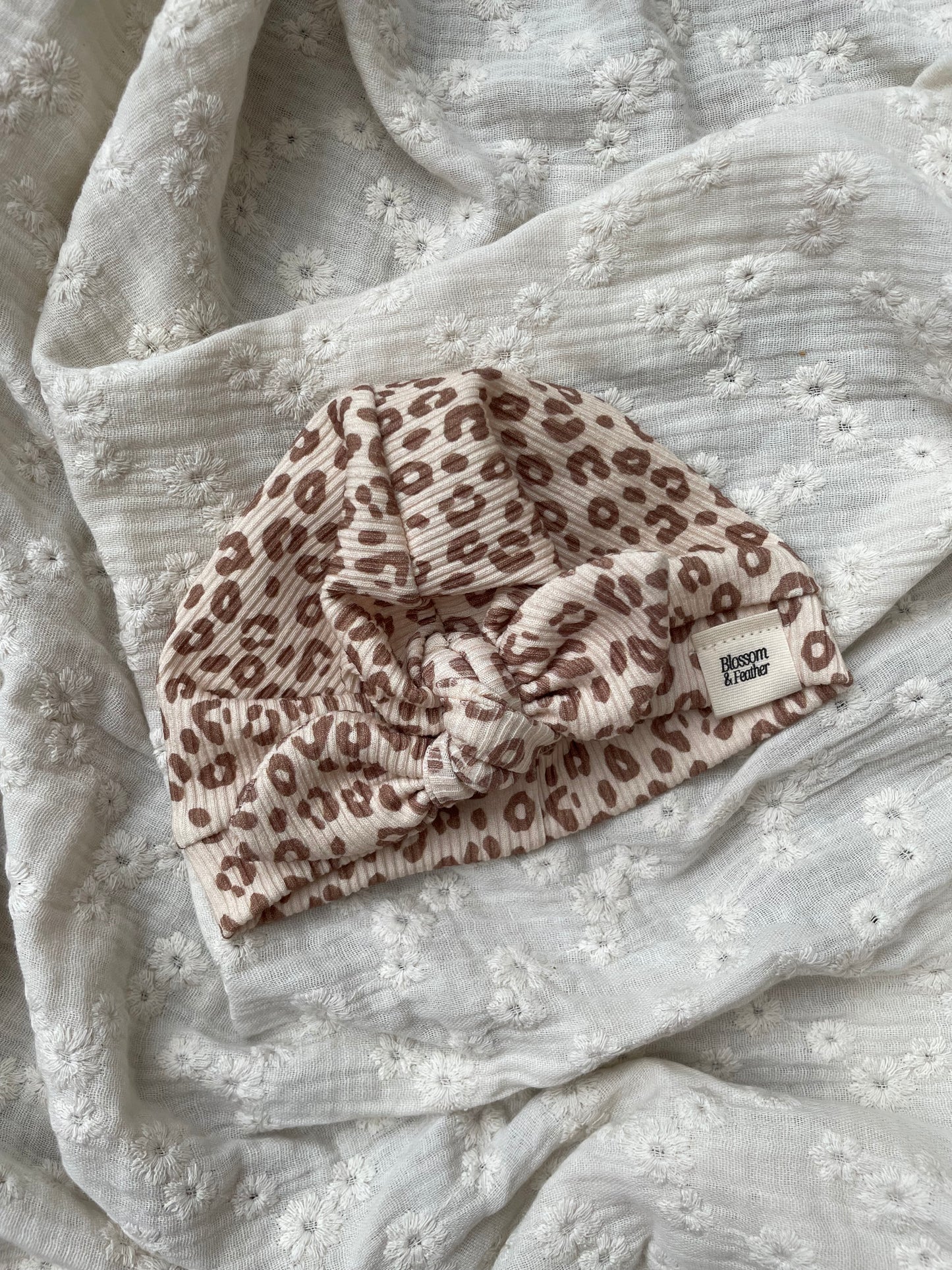 Bonnet turban côtelé | Léopard