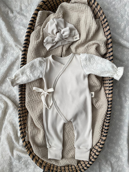 Boxpakje rib | Crème | Broderie
