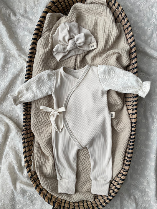Boxpakje rib | Crème | Broderie