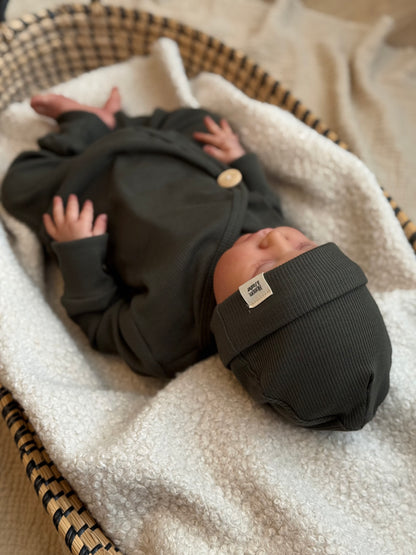 Ribbed playsuit | Army green