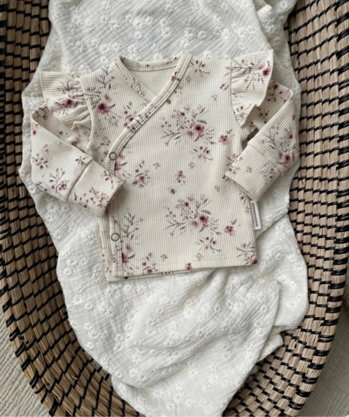Overslagshirtje rib | Met of zonder ruffle | Kersenbloesem