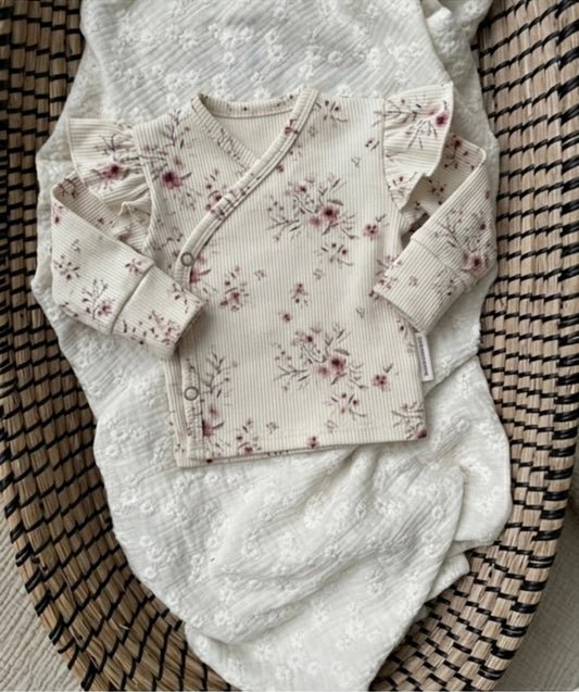 Overslagshirtje rib | Met of zonder ruffle | Kersenbloesem
