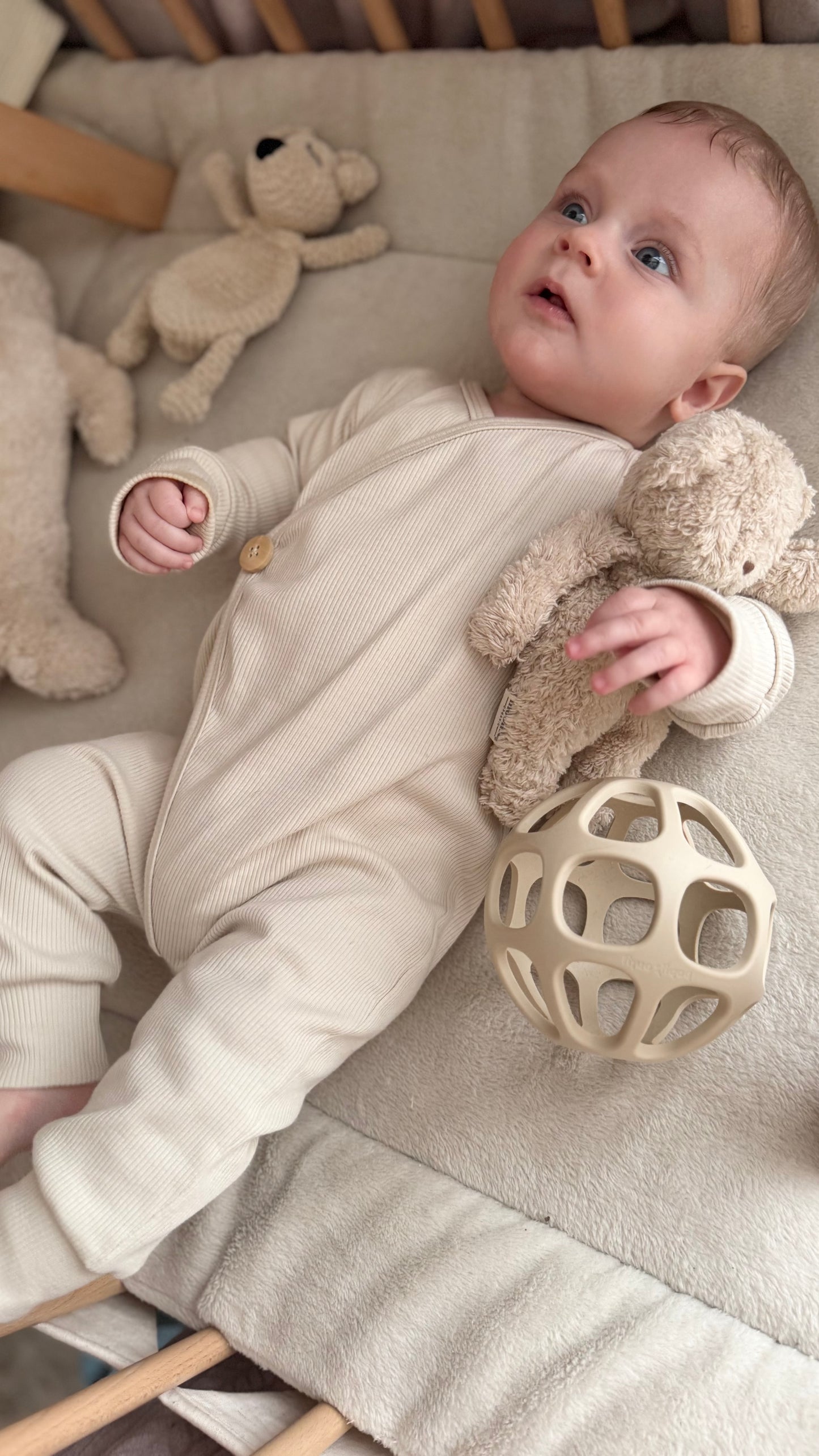 Ribbed playsuit | Cream