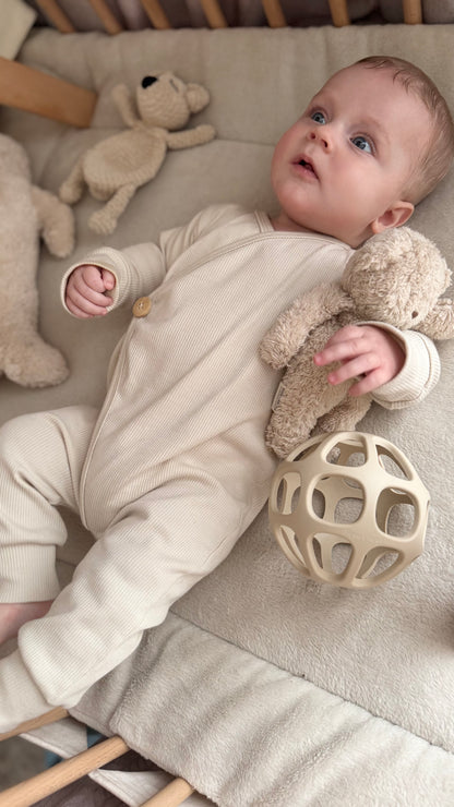 Ribbed playsuit | Cream