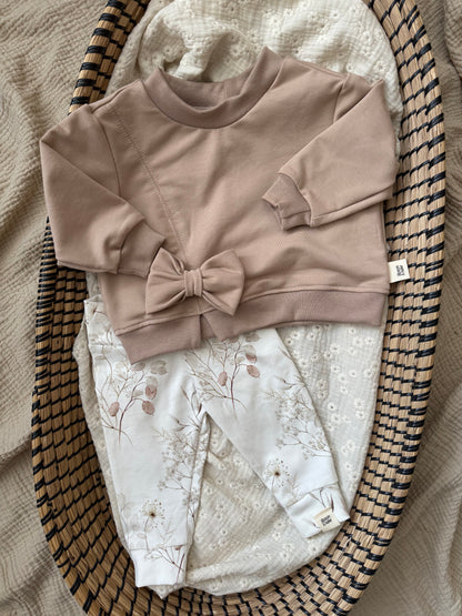 Trui met strik | Donker beige