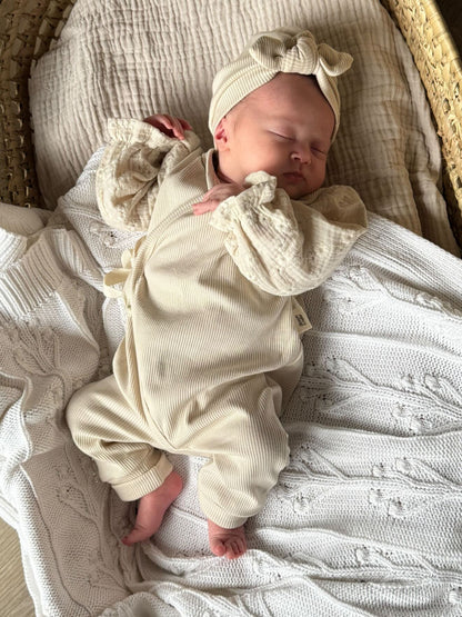 Ribbed playsuit | Cream | Broderie Ecru