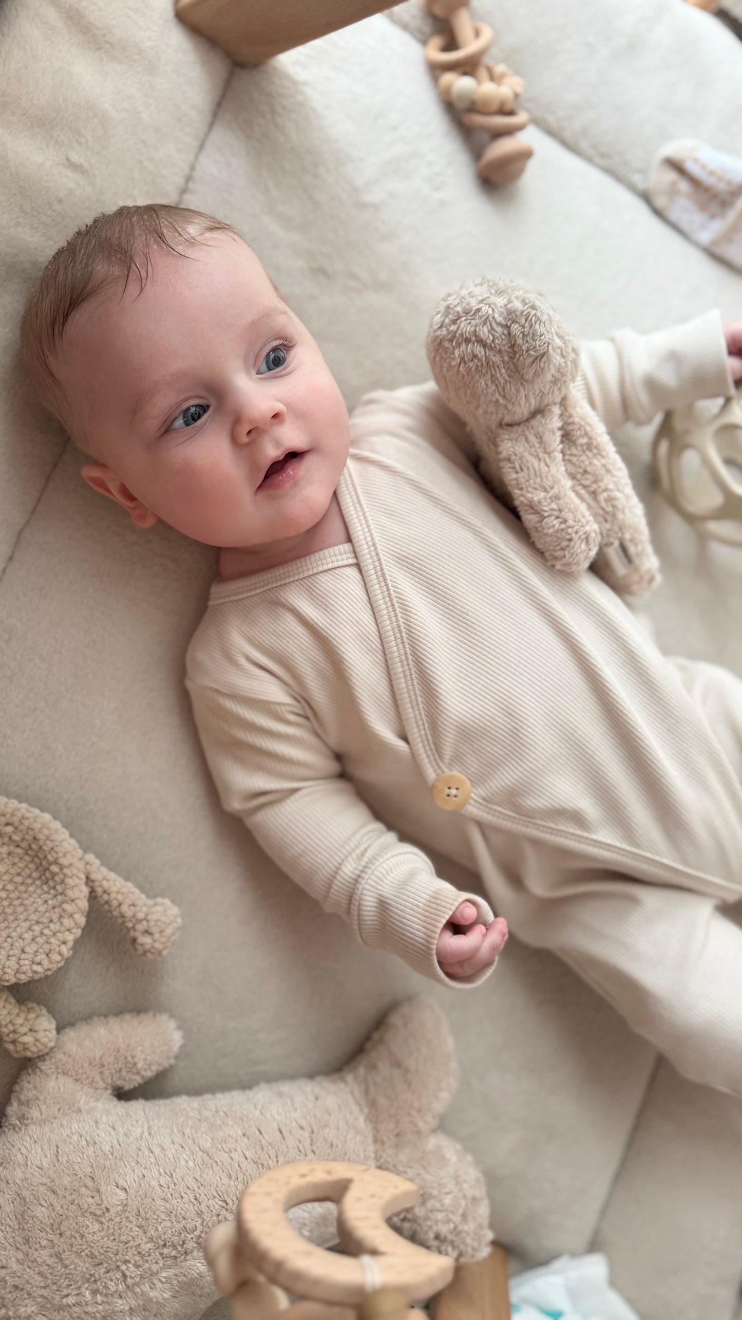 Ribbed playsuit | Cream