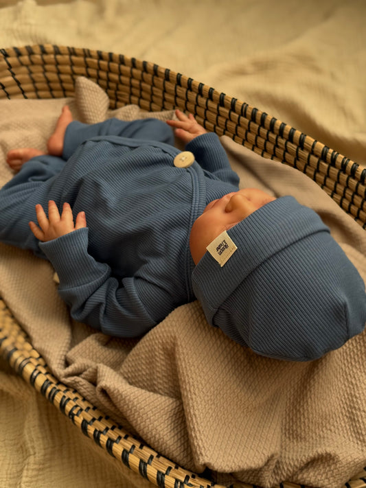 Beanie côtelé | Bleu jean