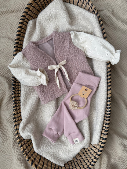 Teddy gilet | Embroidery | Old pink