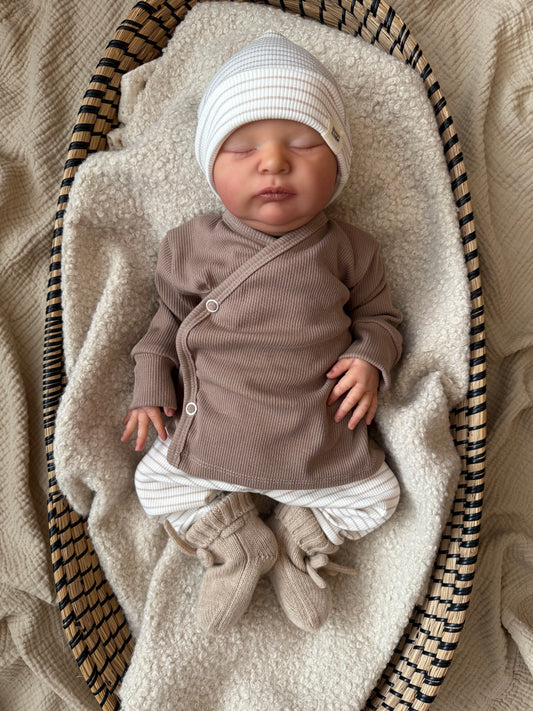 Broekje rib | Beige streepjes