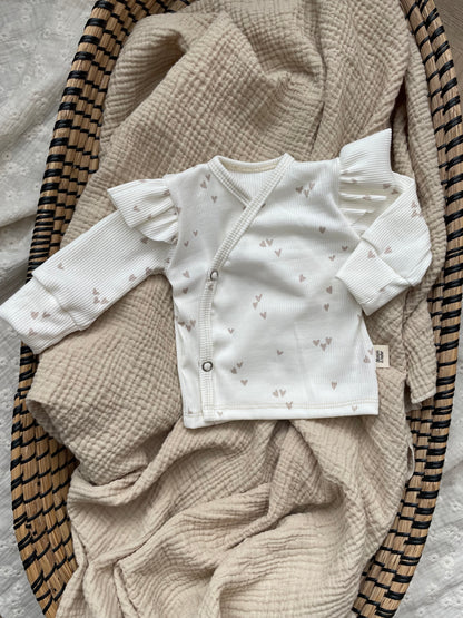 Overslagshirtje Hartjes | met of zonder ruffle | Rib