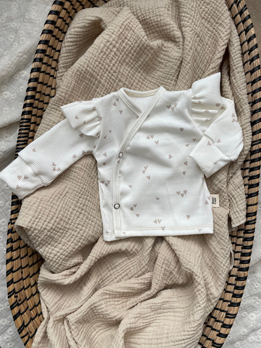 Wrap shirt rib | Hearts | Ruffle