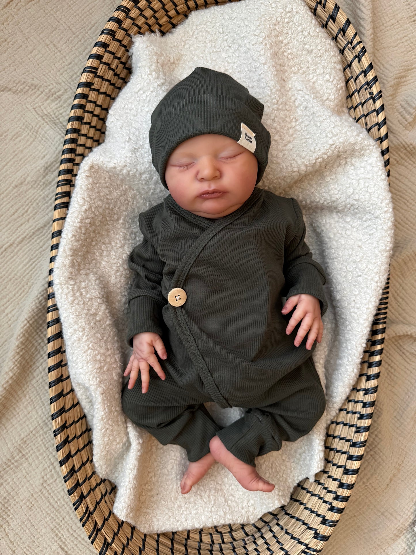 Ribbed playsuit | Army green