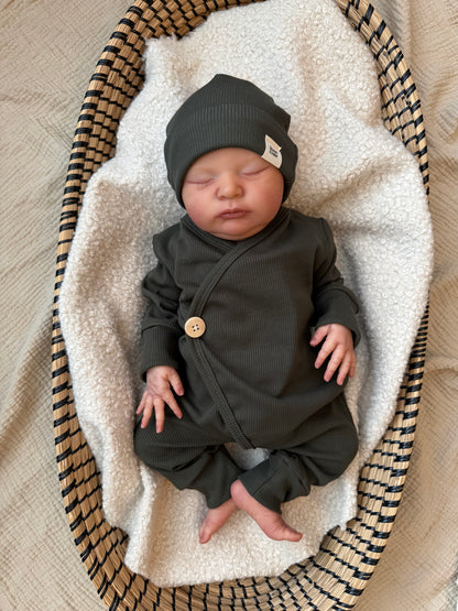 Ribbed playsuit | Army green