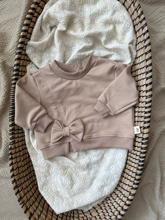 Trui met strik | Donker beige