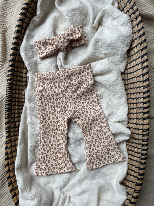 Flared broekje rib | Luipaard