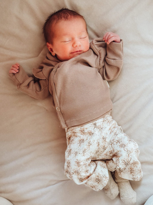 Wrap shirt rib | Taupe | Ruffle