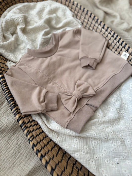 Trui met strik | Donker beige