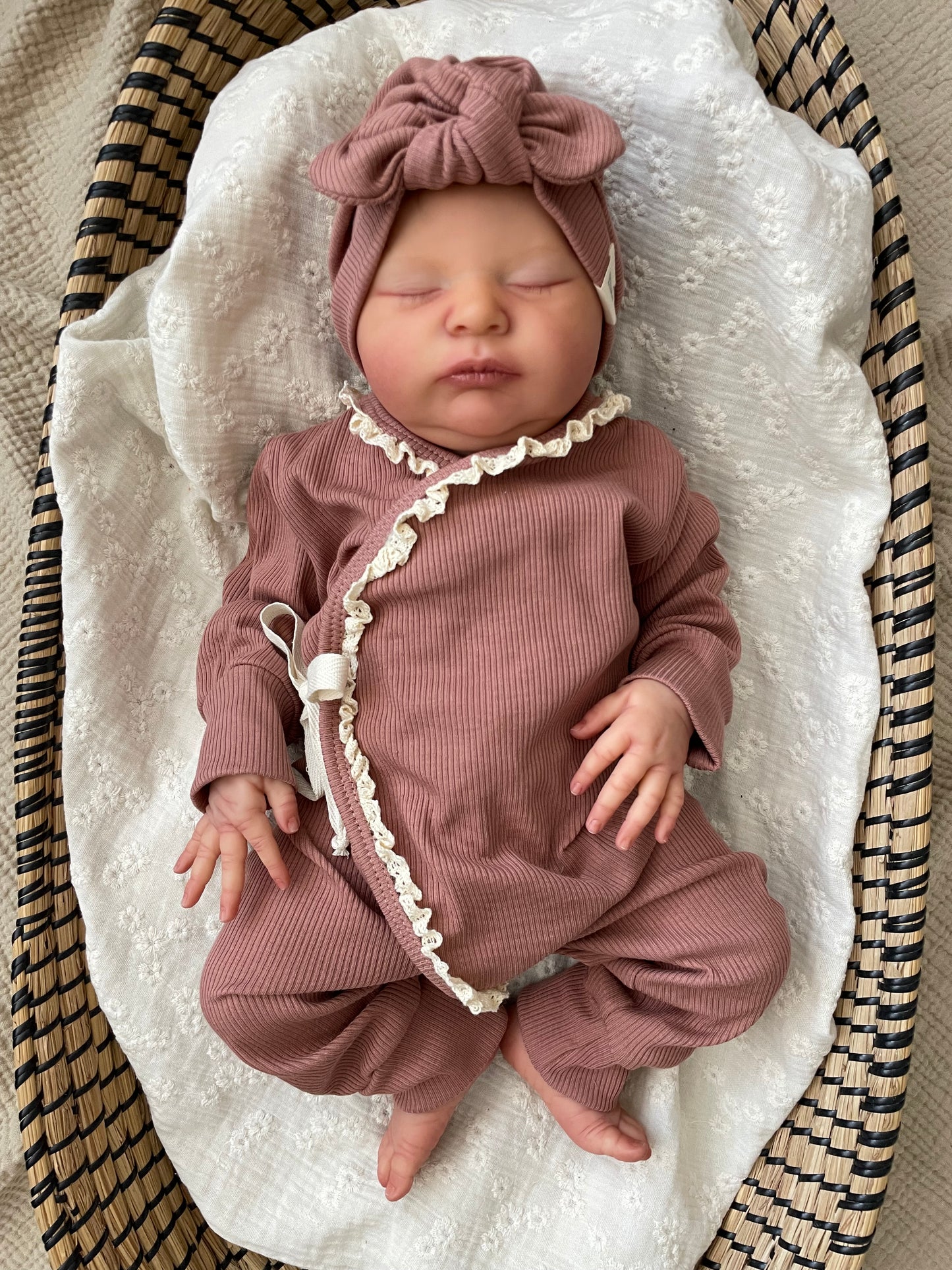 Boxpakje-rib-klei roze-Kant-baby