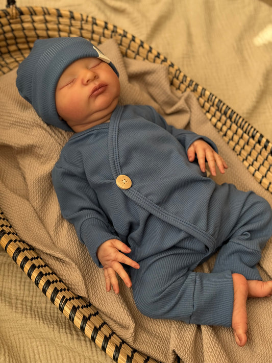 Ribbed playsuit | Jeans blue