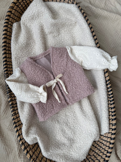Teddy gilet | Embroidery | Old pink