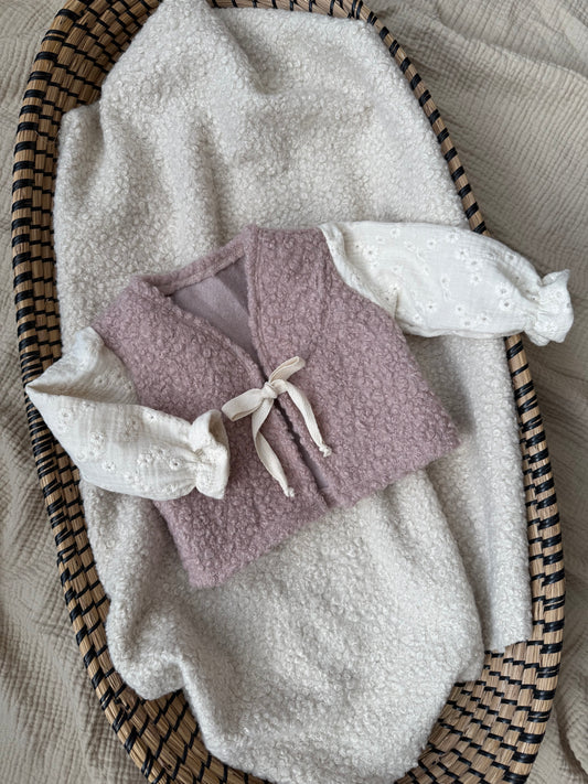 Teddy gilet | Embroidery | Old pink