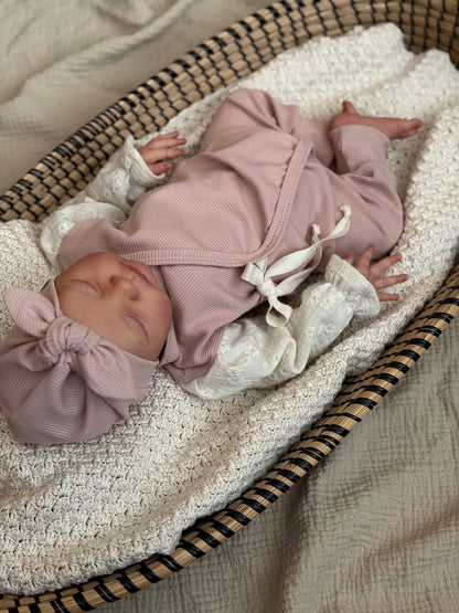 Boxpakje rib | Nude roze | Broderie