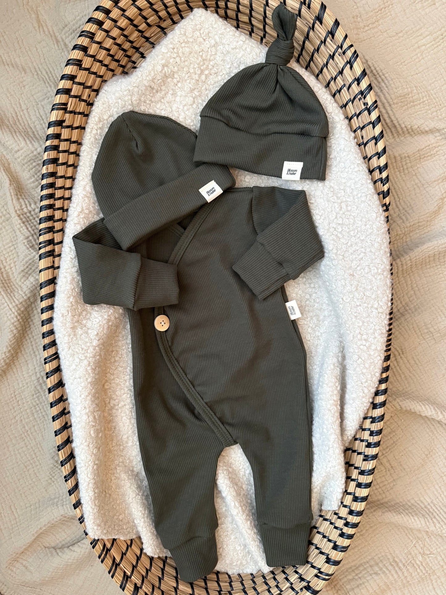 Ribbed playsuit | Army green