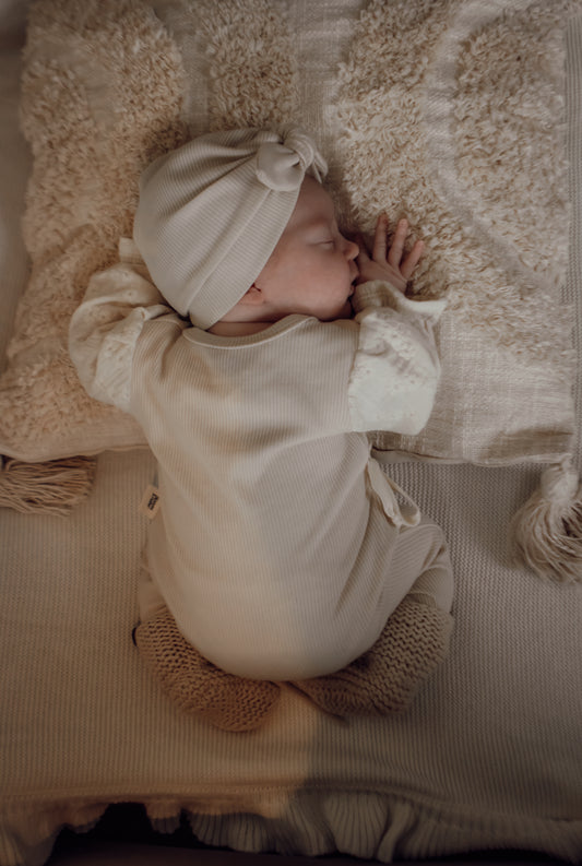 Bonnet turban côtelé | Crème