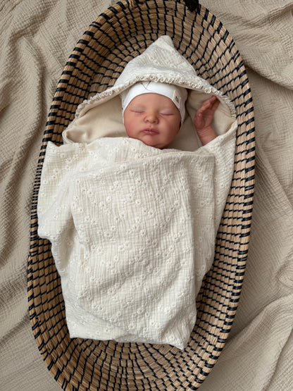 Omslagdoek/wikkeldoek | 100% baby knit | Broderie